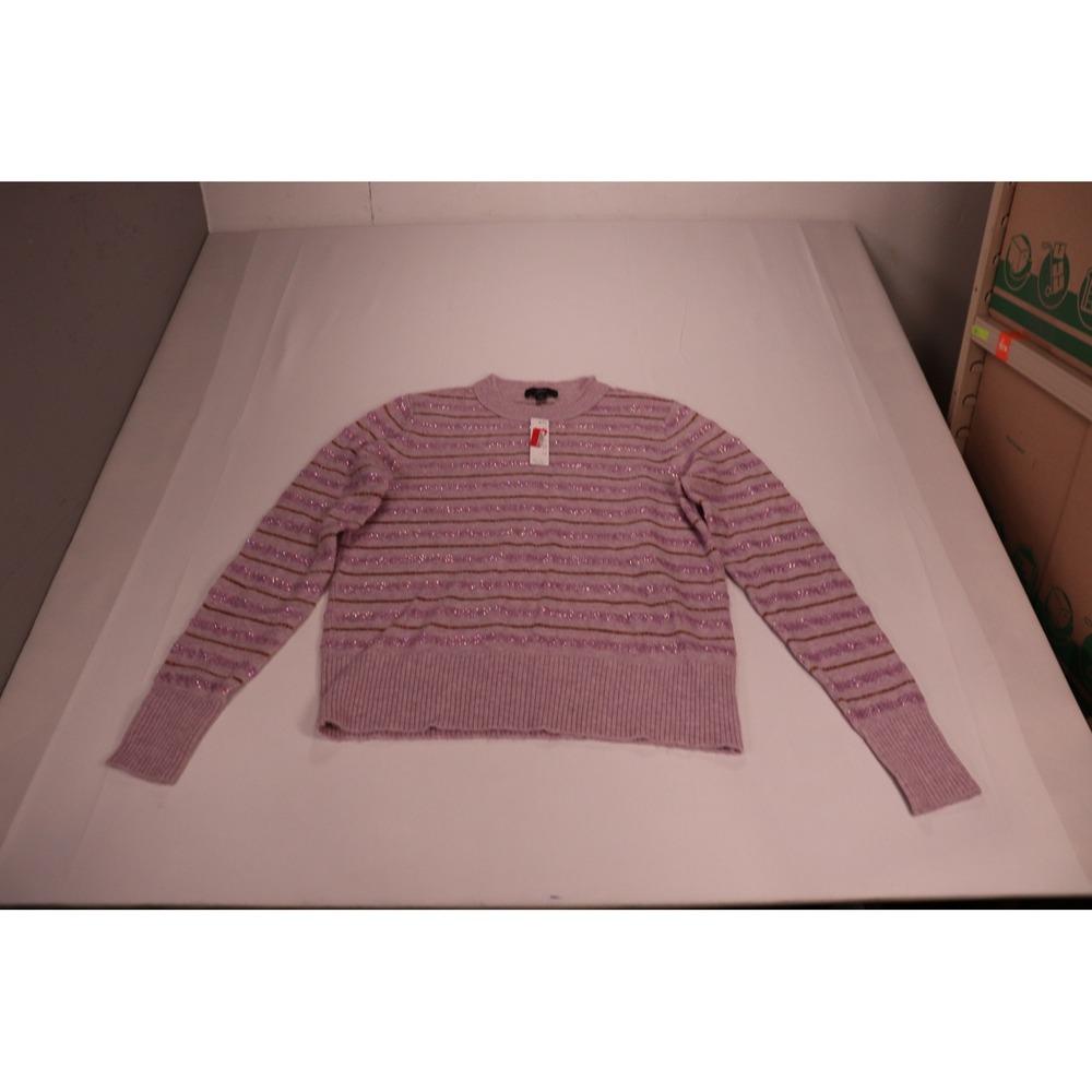 J.Crew Womens Sequin‎ Striped Sweater Lilac Purple Metallic Crewneck SU4107 M